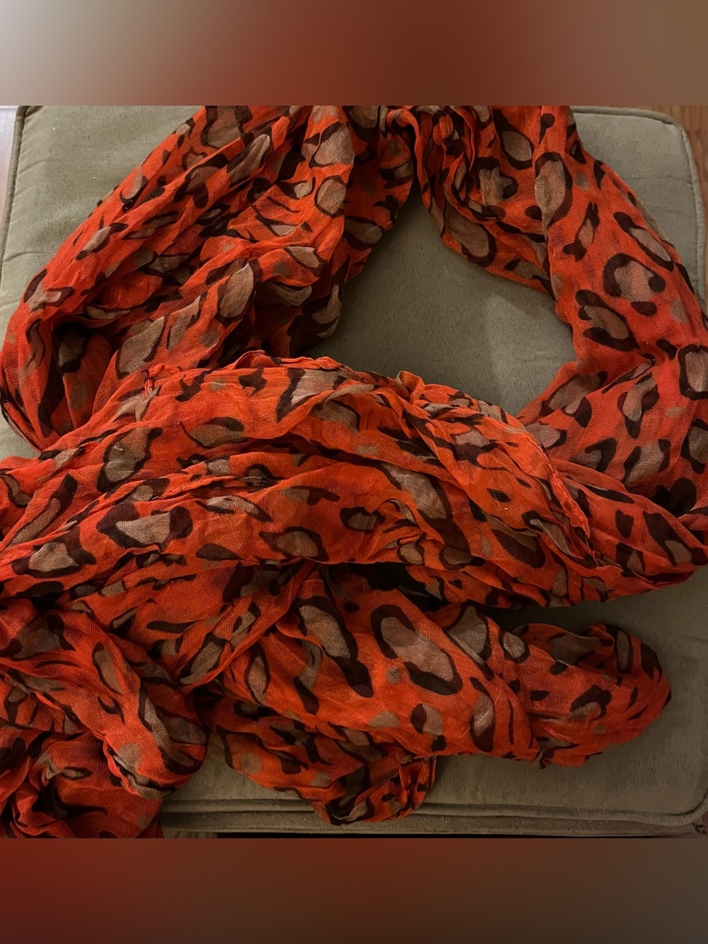 Animal Print Scarf in Orange & Brown